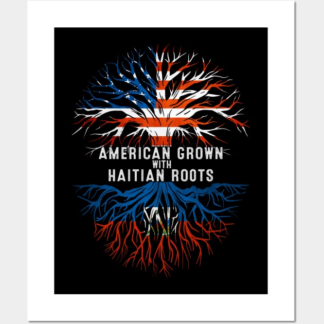 American Grown With Haitian Roots Tree Haiti Flag Usa Wall Art by Henry jonh